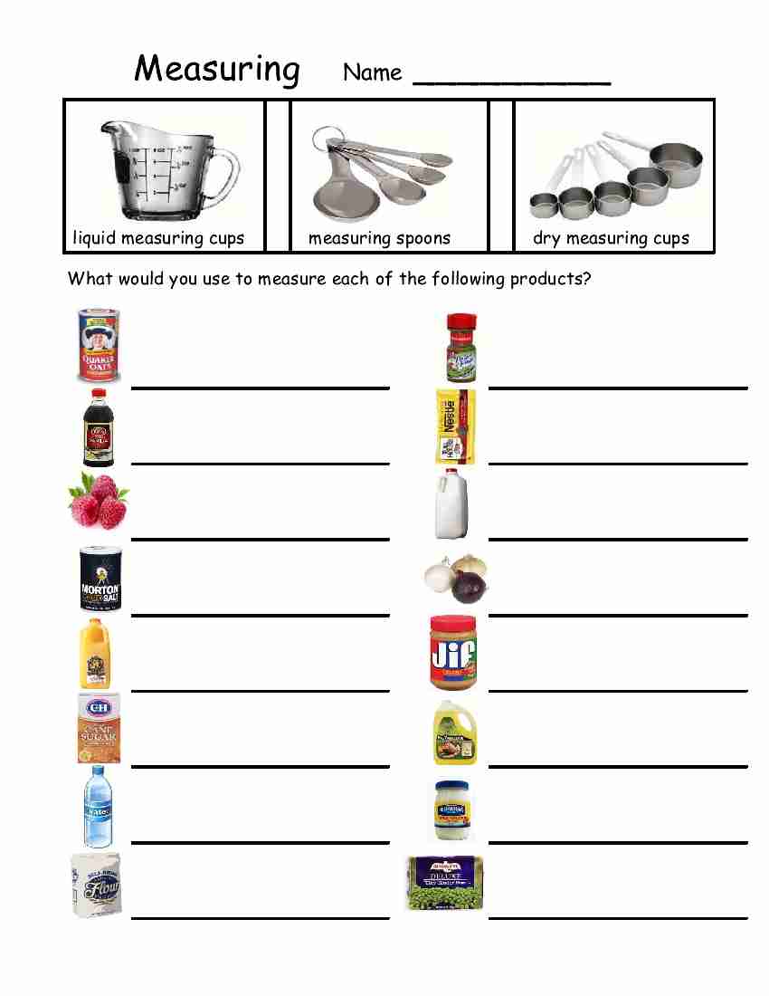 worksheet Liquid Measurement Worksheets cooking measurements worksheet free worksheets library download worksheet
