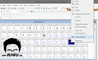 Klik kanan pada huruf yang ingin di edit, klik Import Image