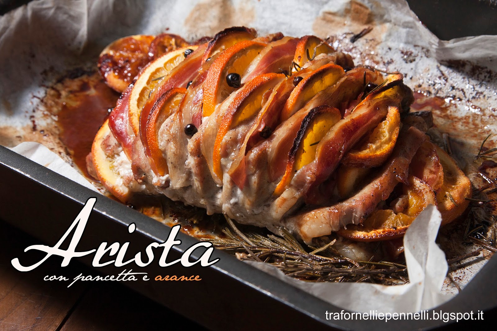 arista con pancetta ed arance per airc