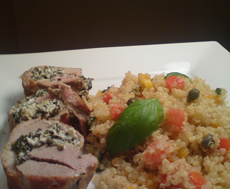 It All Tastes Greek To Me Spinach and anthotyro cheese stuffed Pork