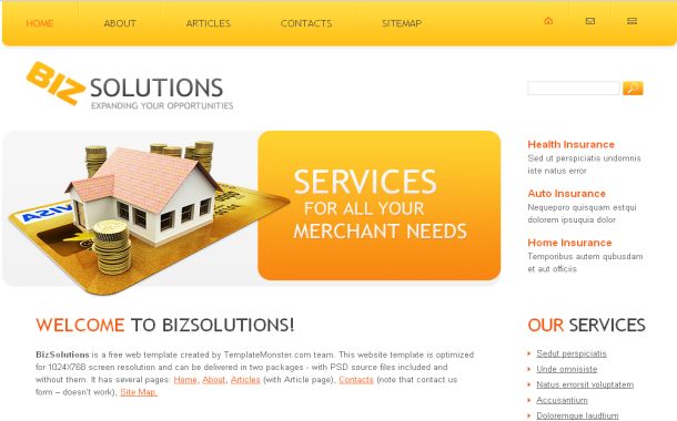 credit card website template