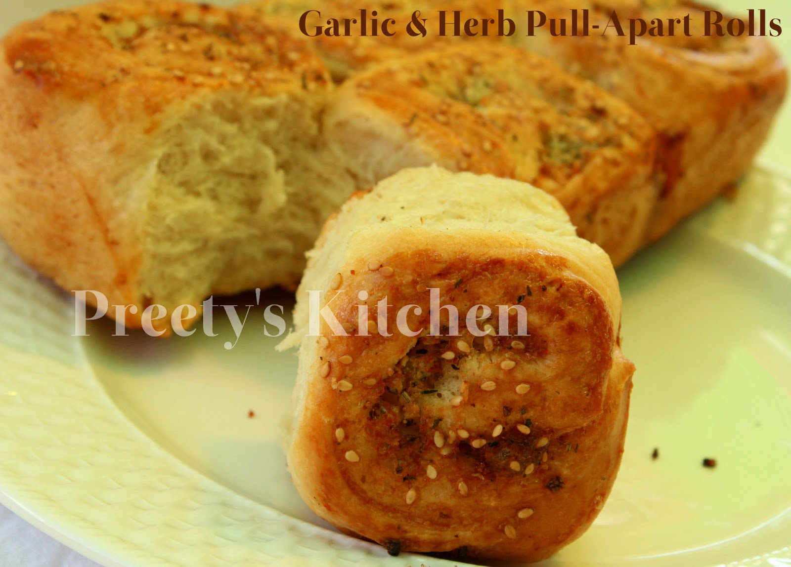 Preety's Kitchen Eggless Garlic & Herb PullApart Rolls Recipe (Step
