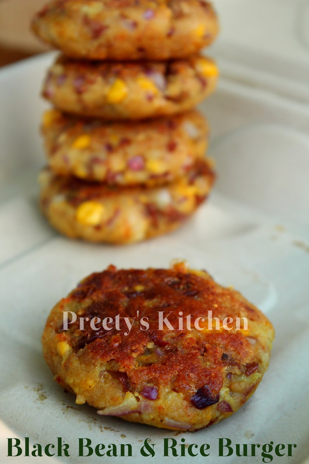 Preety's Kitchen Black Bean & Rice Burger / Patty ( Rajma Ki Tikki ) / Vegan Burger Recipe