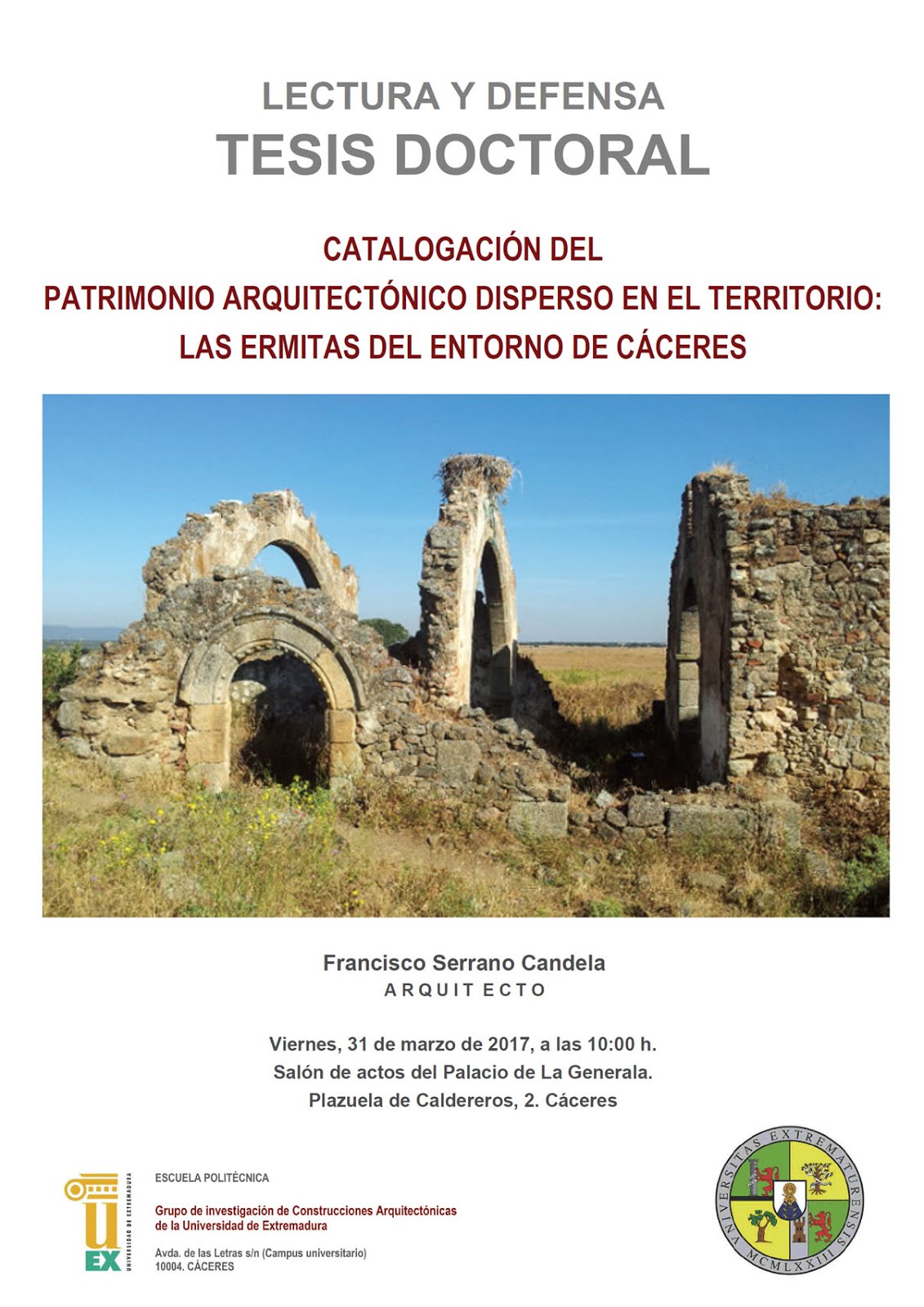 TESIS DOCTORAL SOBRE LAS ERMITAS DEL ENTORNO DE CÁCERES