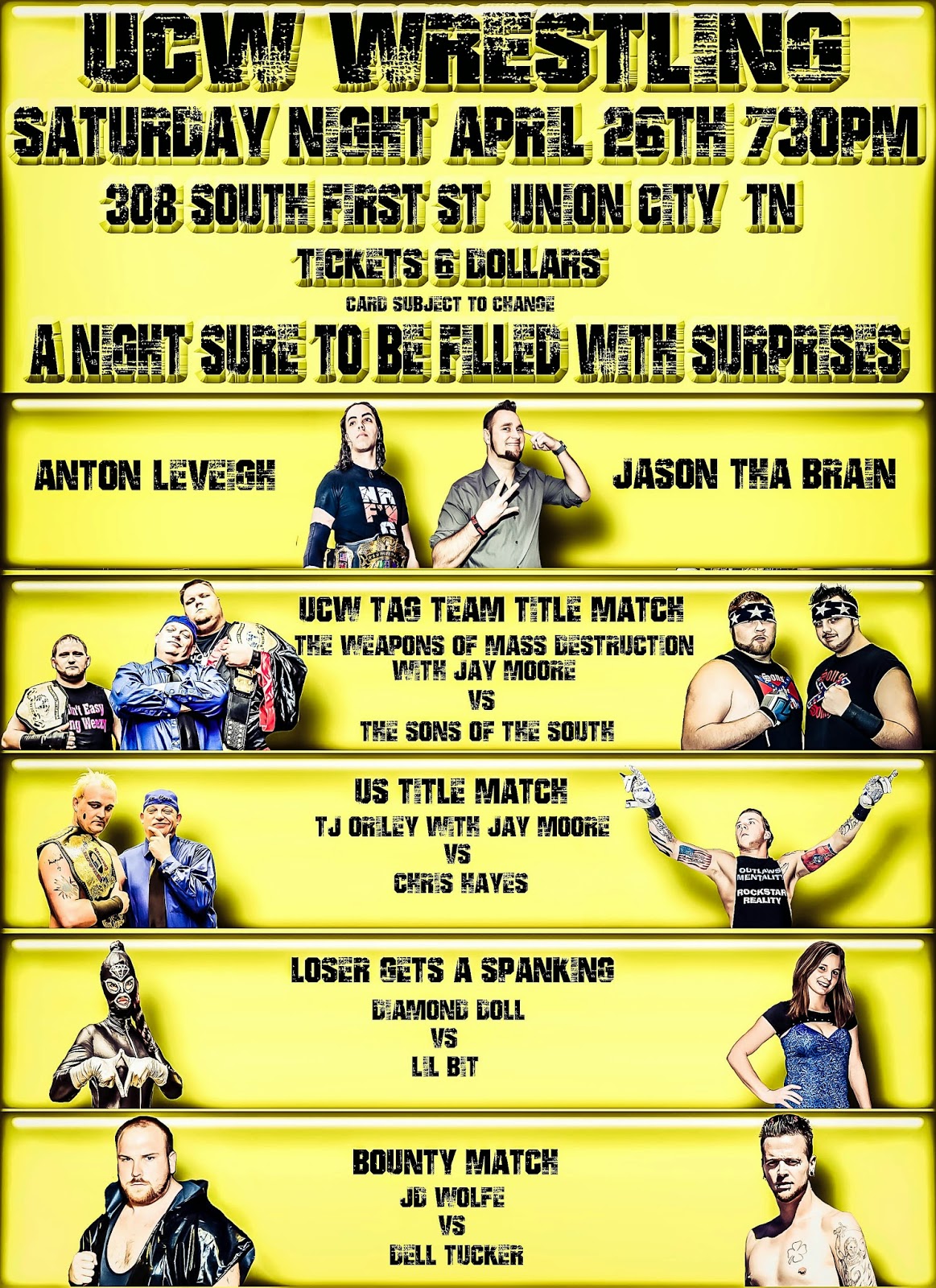 Wrestling News Center UCW Union City, TN Saturday Night April 26th