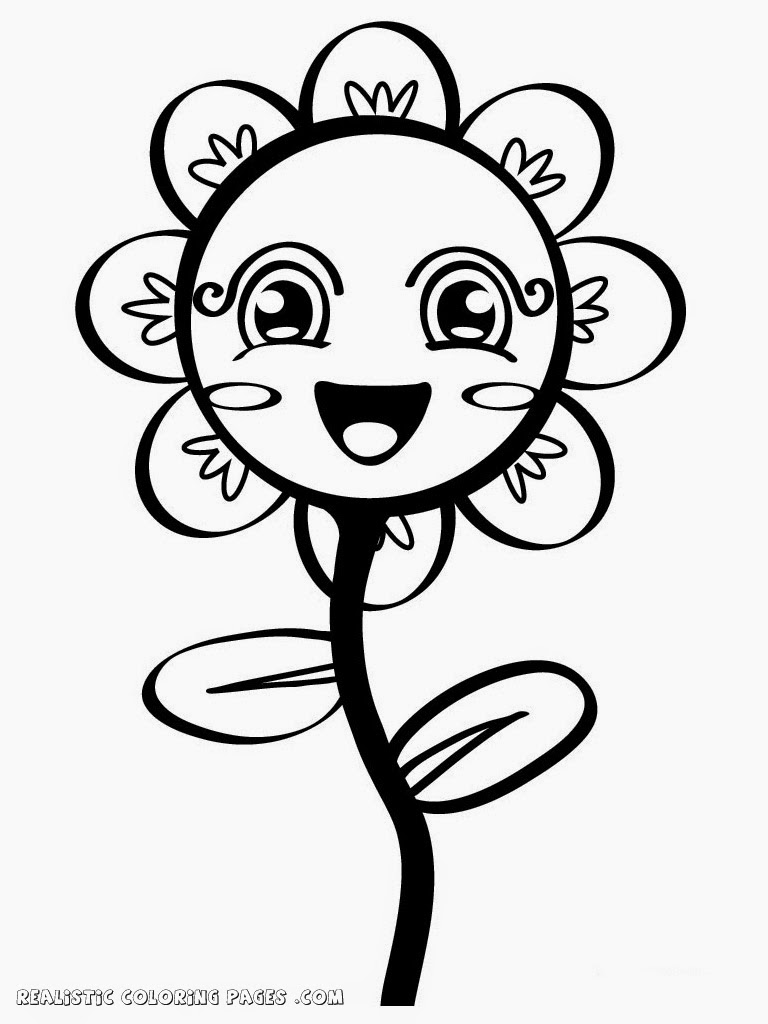 Simple Flower Kindergarten Kids Coloring Pages | Realistic Coloring Pages