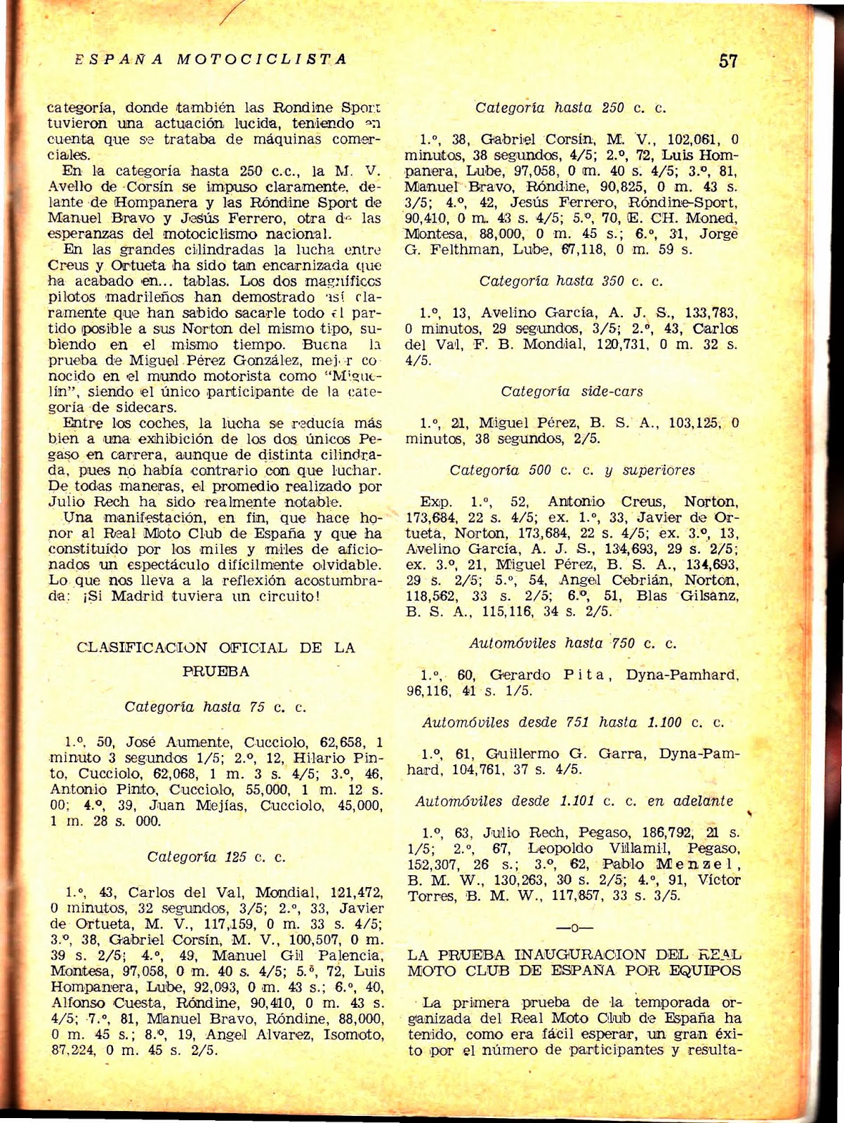 Monograficos Motociclistas Carreras En Cuesta Las Grandes Olvidadas 15 Y Llego El Rey De La Montana 1954 A 1955