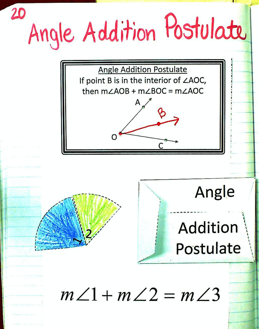 worksheet Angle Addition mrs atwoods math class angle relationships unit page 20 addition postulate