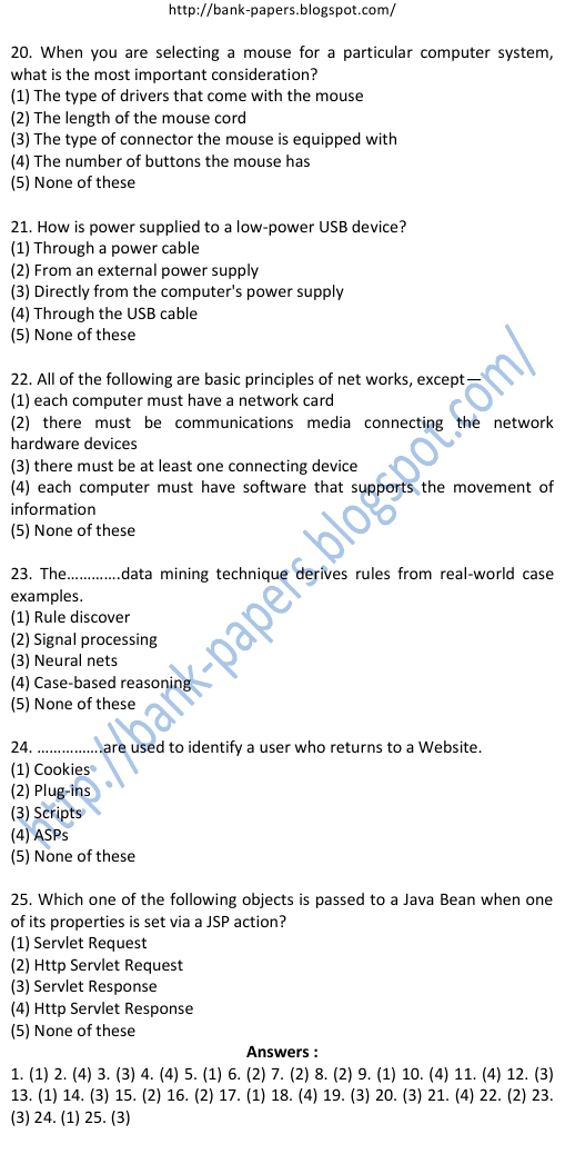 Syndicate Bank Previous Question Papers