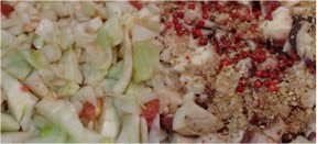 Dés de poulpe - tomate - fenouil - baies roses - coriandre