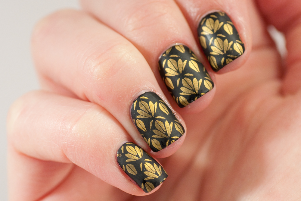 1. Matte Black and Gold Geometric Nail Art - wide 10