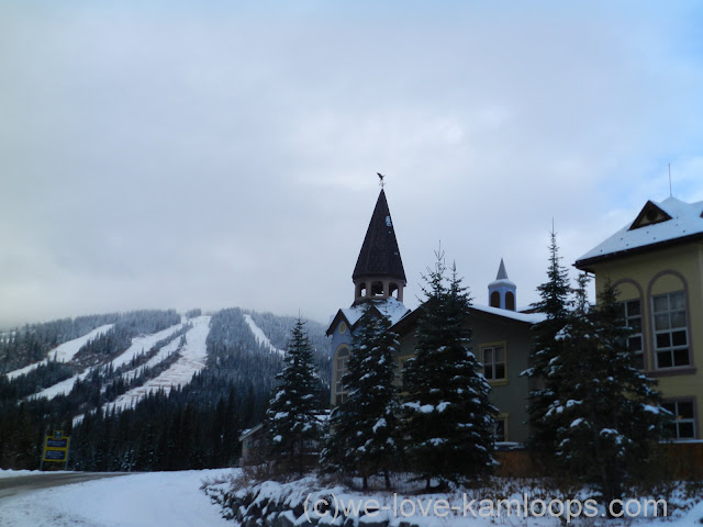 ski hills are visible from the village