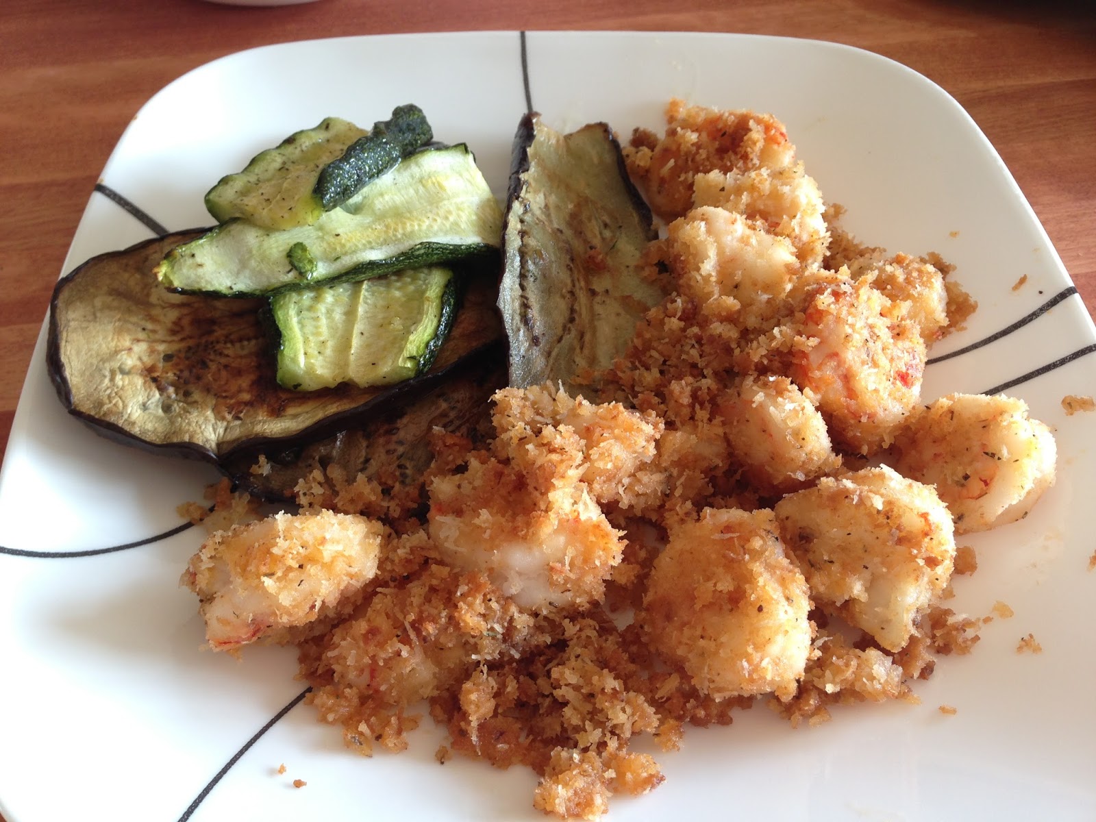 the Crohny Kitchen Coconut Shrimp and Eggplant/Zucchini Mix