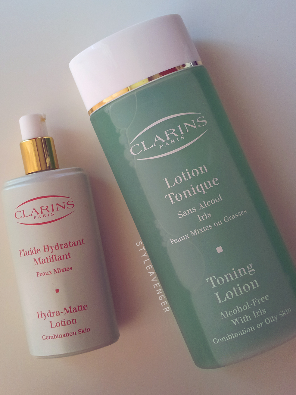 CLARINS PARIS Skin) Toning Lotion + HydraMatte Lotion