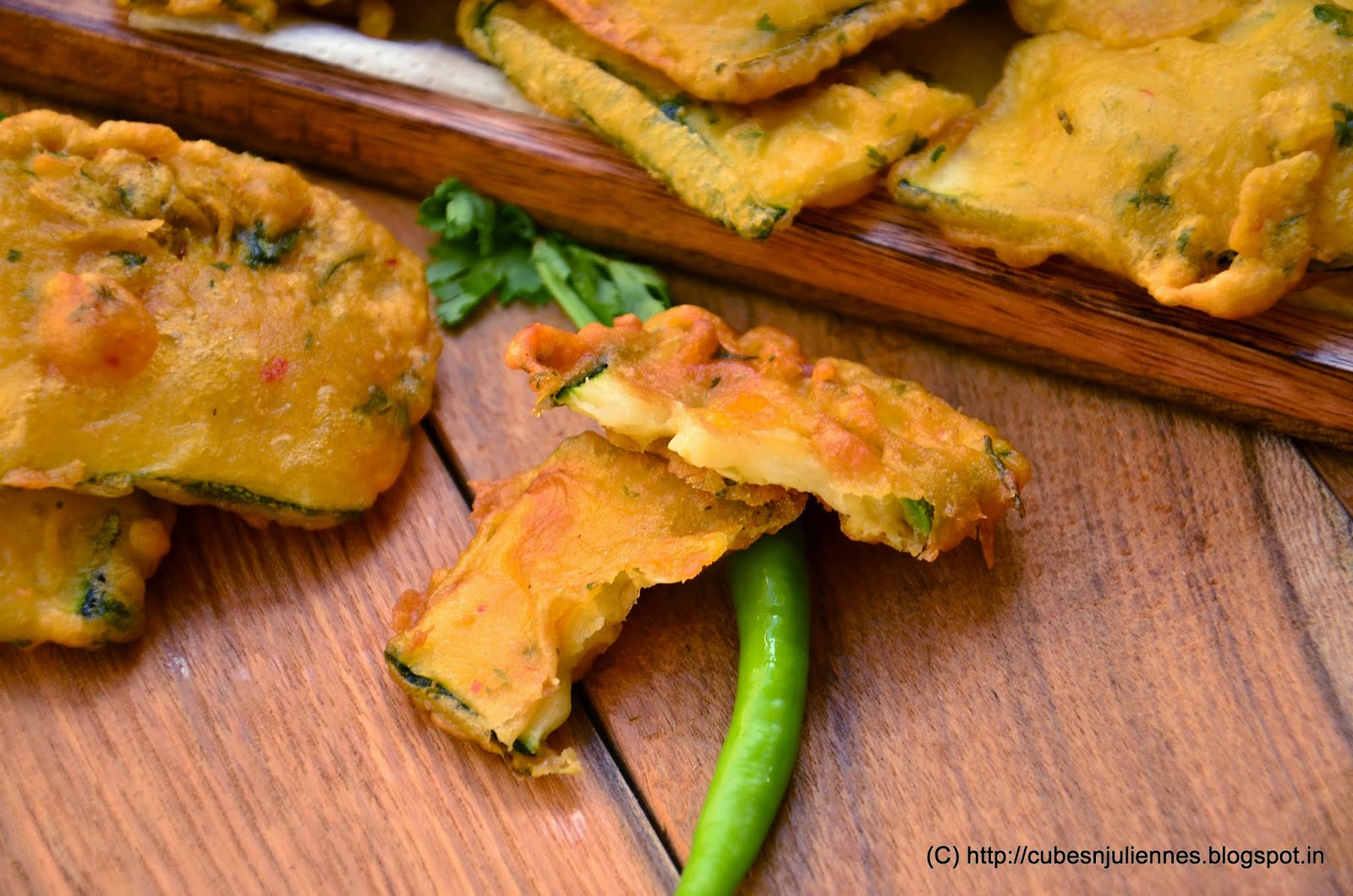 ZUCCHINI FRITTERS INDIAN STYLE Cubes N Juliennes