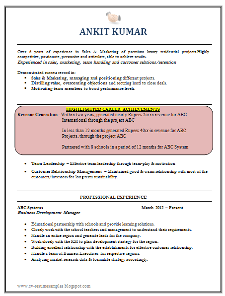 mba marketing resume samples