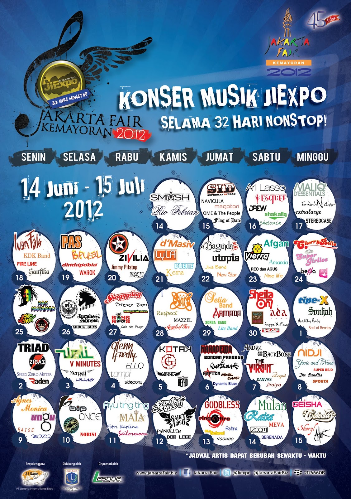 Jadwal Konser Musik Jakarta Fair 2012 Jadwal Konser Musik Jakarta Fair 2012
