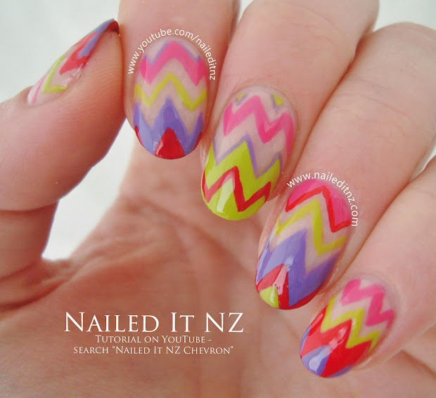 bright chevron nail art tutorial