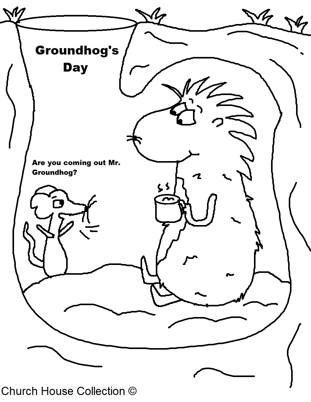 groundhog coloring underground happy chocolate printable mouse drinking worksheet sheets worksheets teachers animal template woodchuck church ants printables coloringpages101 sheet