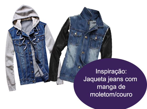 jaqueta de couro com manga de moletom