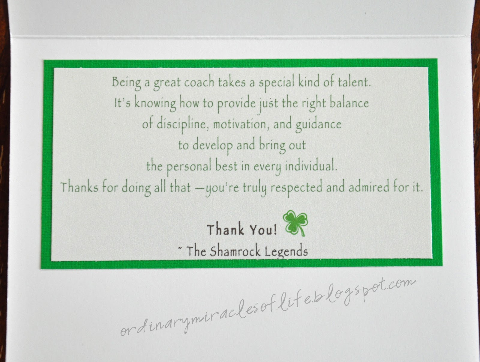 thank you coach cards