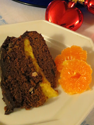torta fondente al profumo di arancia con crema al mandarino