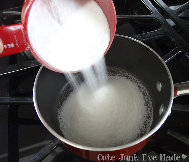 Birthday Cake Marshmallows - Sugar in saucepan