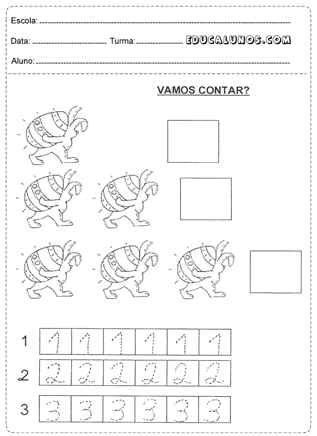 Matemática para educação infantil com o coelhinho da páscoa