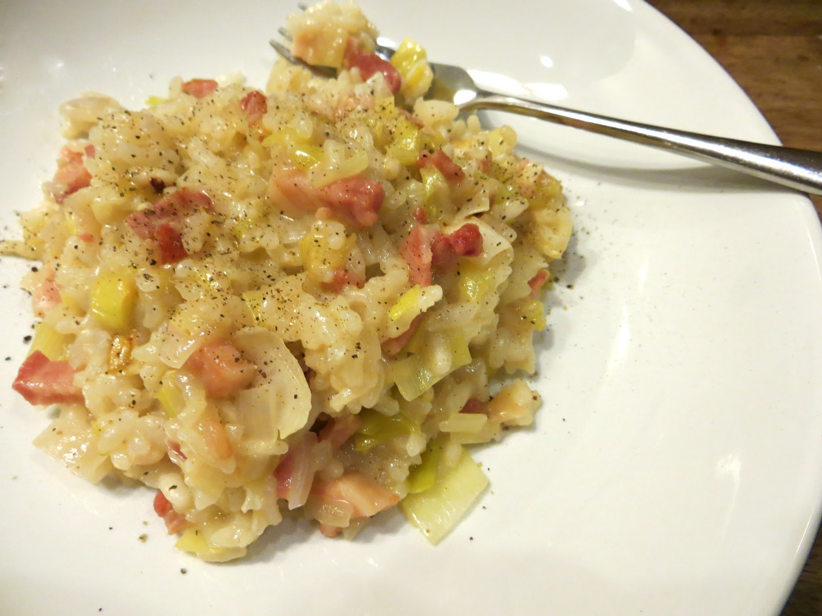Oven Baked Bacon and Leek Risotto