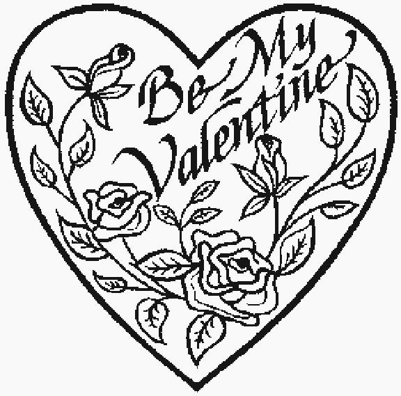 Valentines Day Hearts coloring page-Be My Valentine Flower Coloring title=