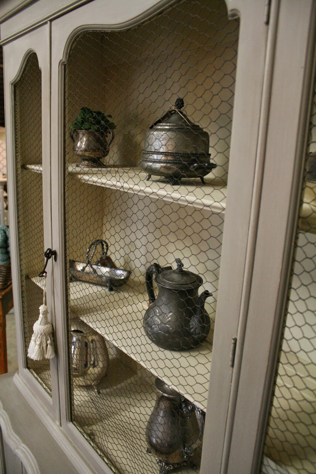 Reloved Rubbish French Provincial Hutch with Chicken Wire