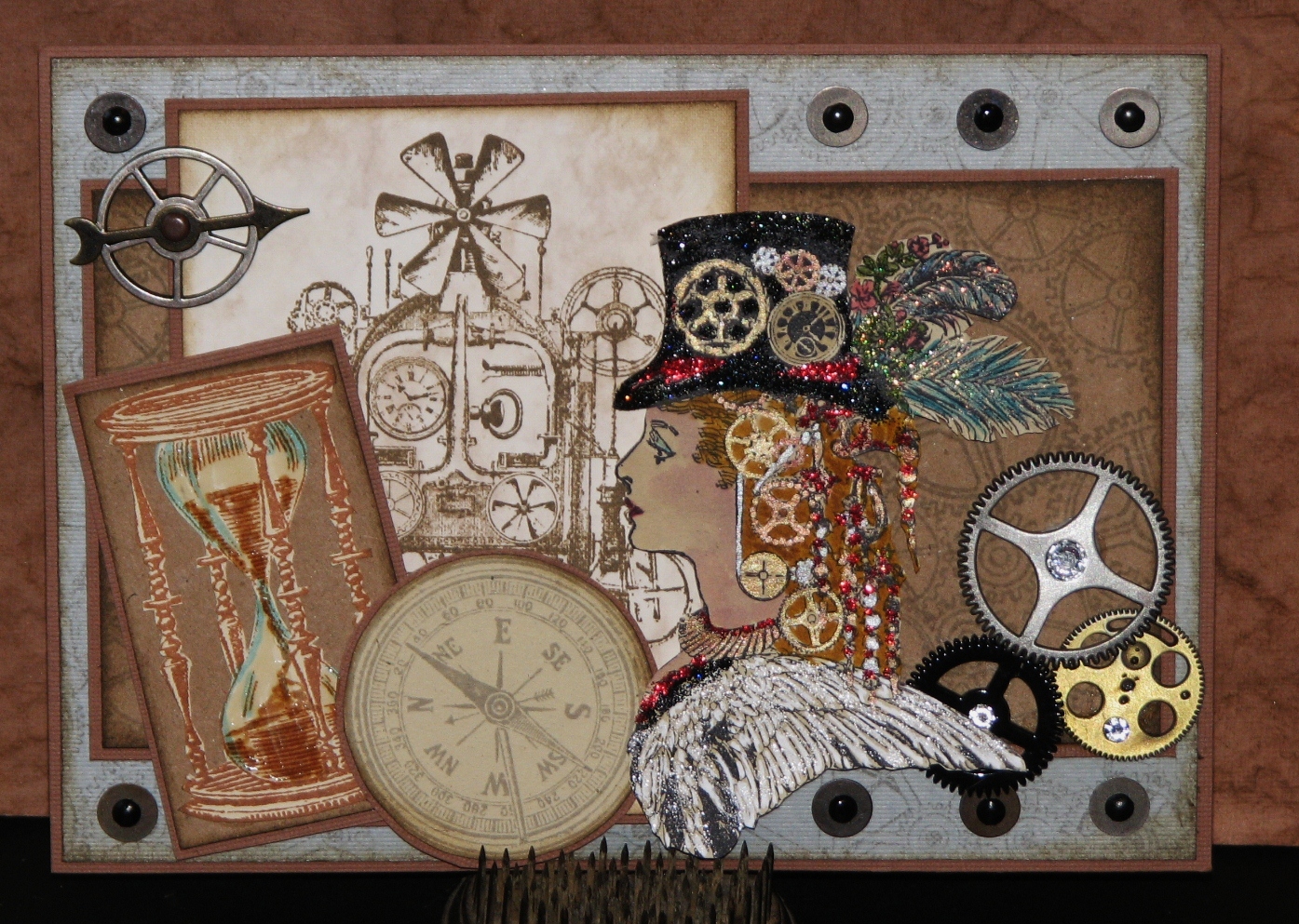 Ink Stains Steampunk Time Traveler Card!