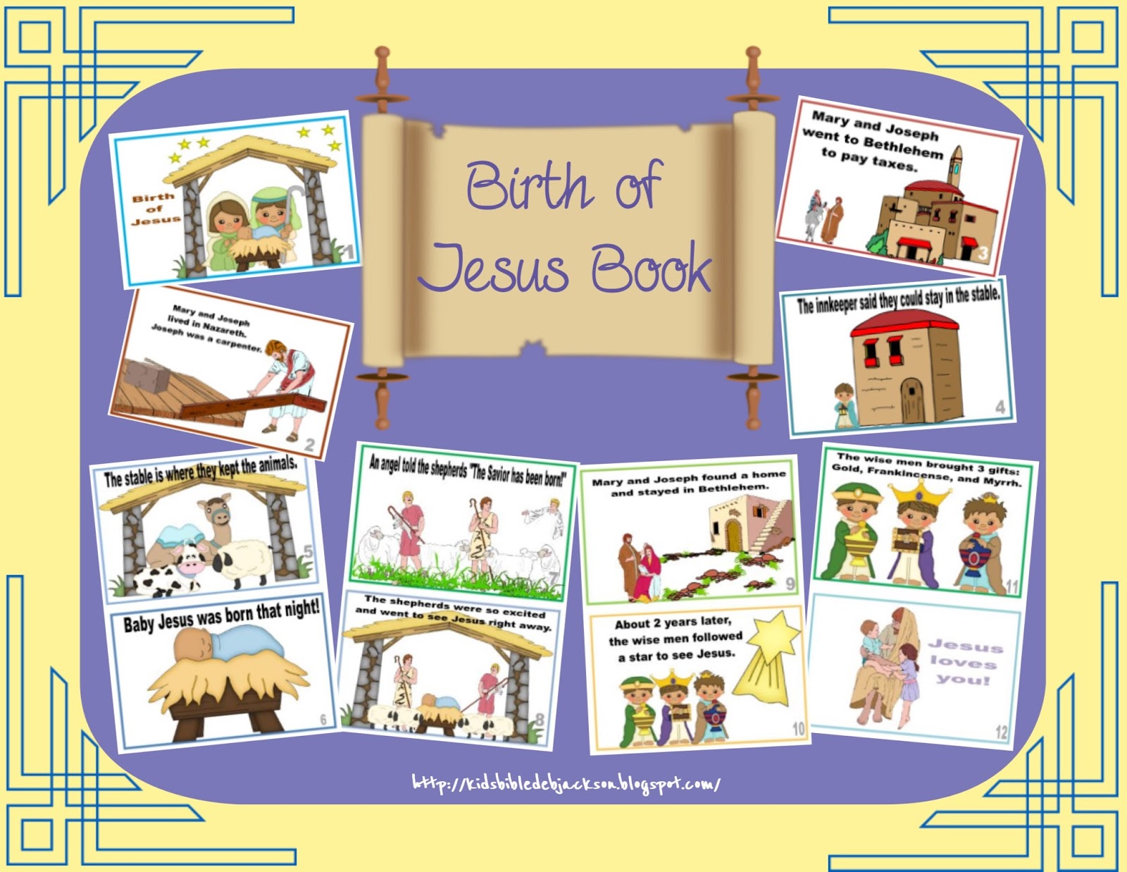 Birth of Jesus Christmas book free preschool printable