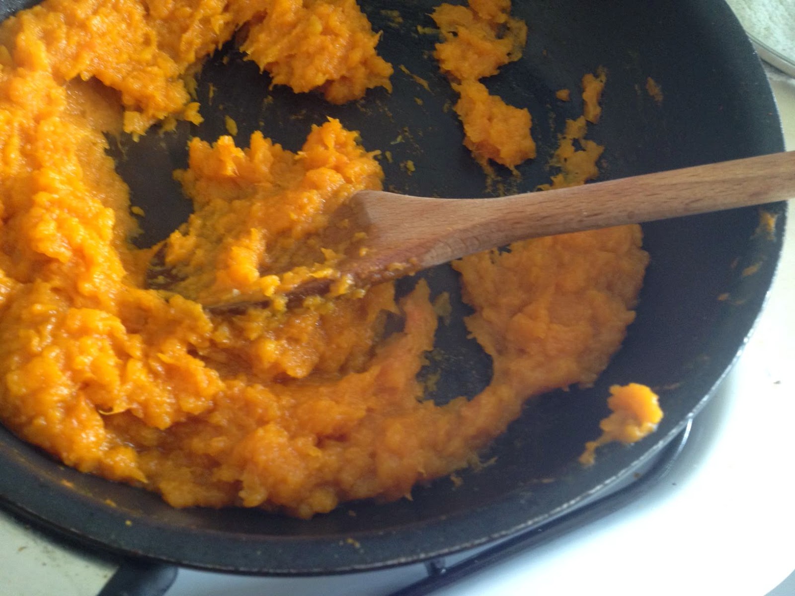 Steam the chunks, scrape off the flesh and mash it (discard the peeled