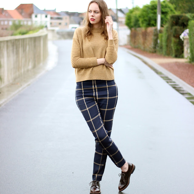 checked trousers fall outfit