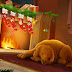 Fondo de Pantalla Navidad perro al lado de la chimenea