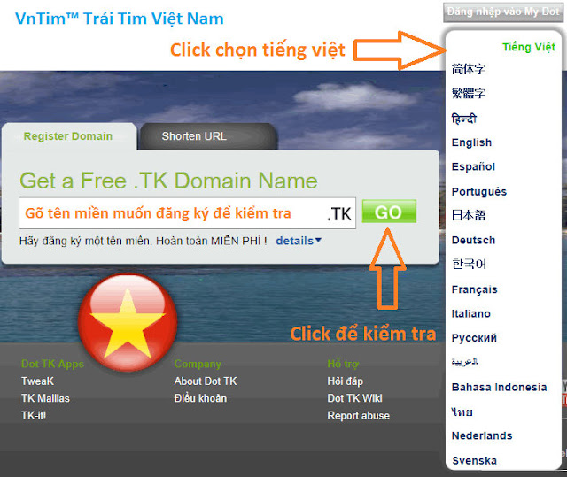 Hướng dẫn cách đăng ký, cài đặt tên miền miễn phí Dot.TK