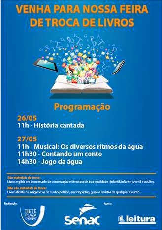 Tietê Plaza shopping promove 1ª Feira de Trocas de Livros