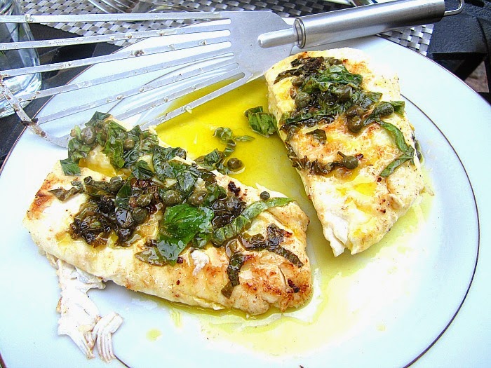 Grilled Halibut w/ Lemon Basil Vinaigrette