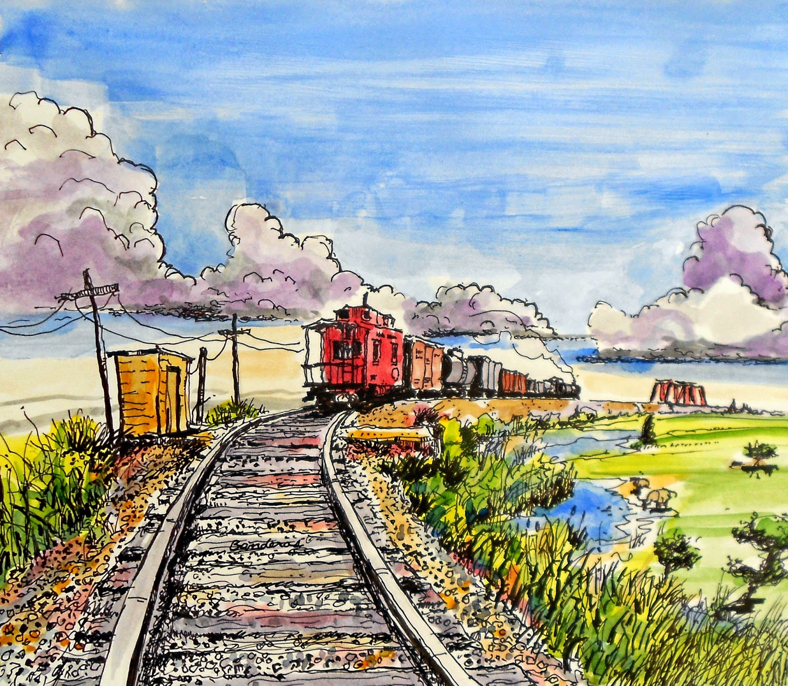 Terry's Ink and Watercolor: trains