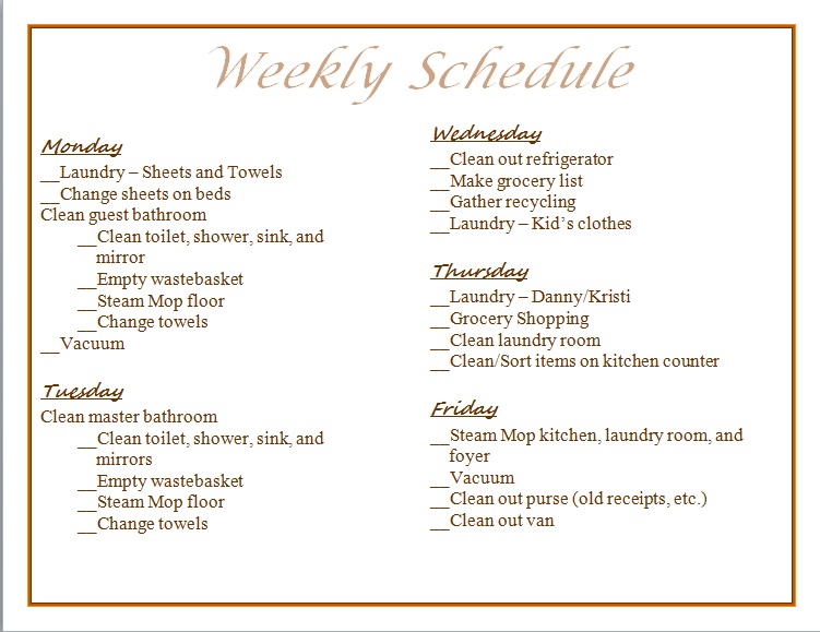 kristi s recipe box weekly chore chart