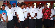 Fiji's famous Digicel Fiji 7s team swapped their onfield rugby skills for a . (raffles mgmnt with fiji team oct )