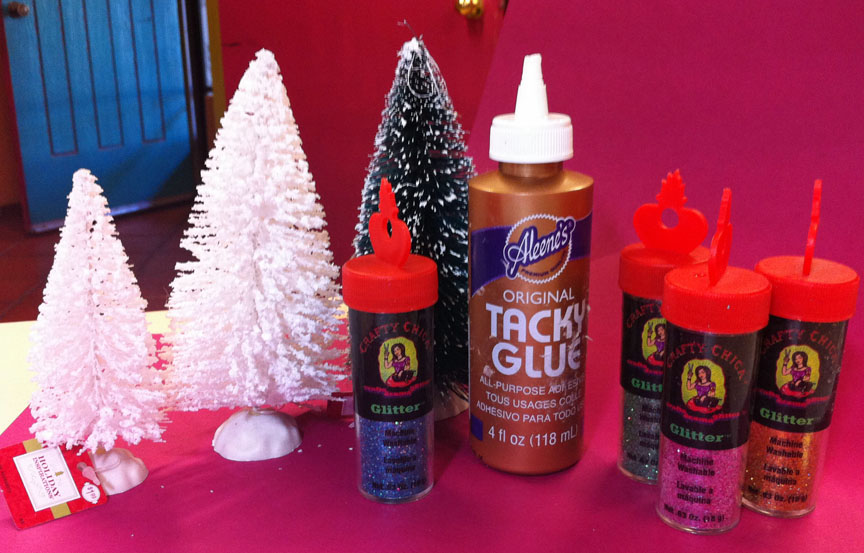 Flocked & Glittered Trees! The Crafty Chica