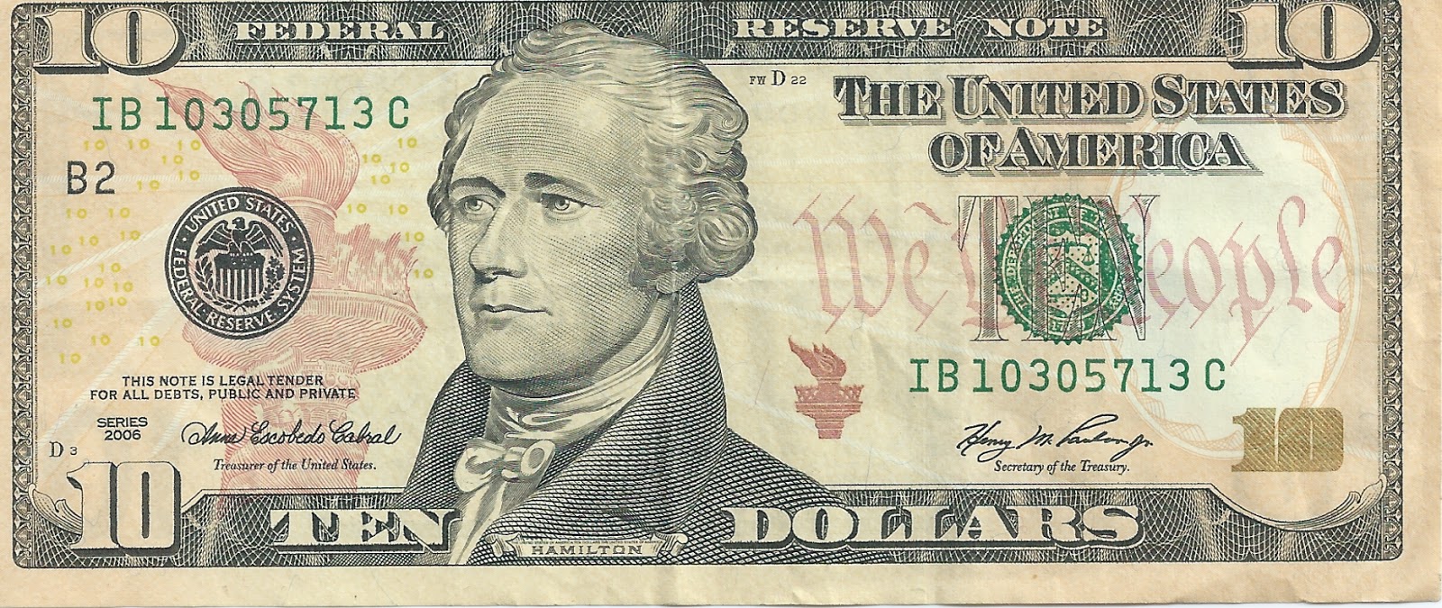 International Banknotes: 10 United States Dollars (USD), 2006