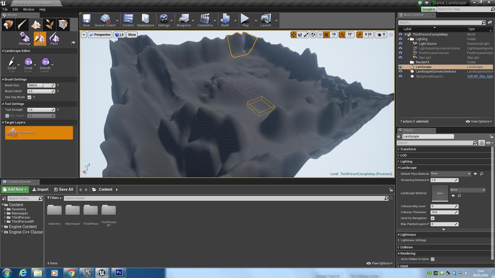 Dave Johnson Gaming Journal Sculpting a landscape in the Unreal Engine
