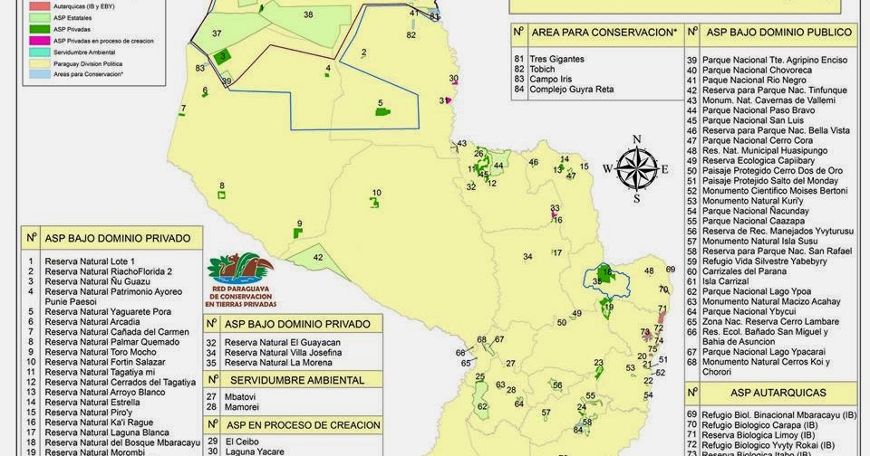 Parques Nacionales del Paraguay Otro Mapa de las Áreas Silvestres