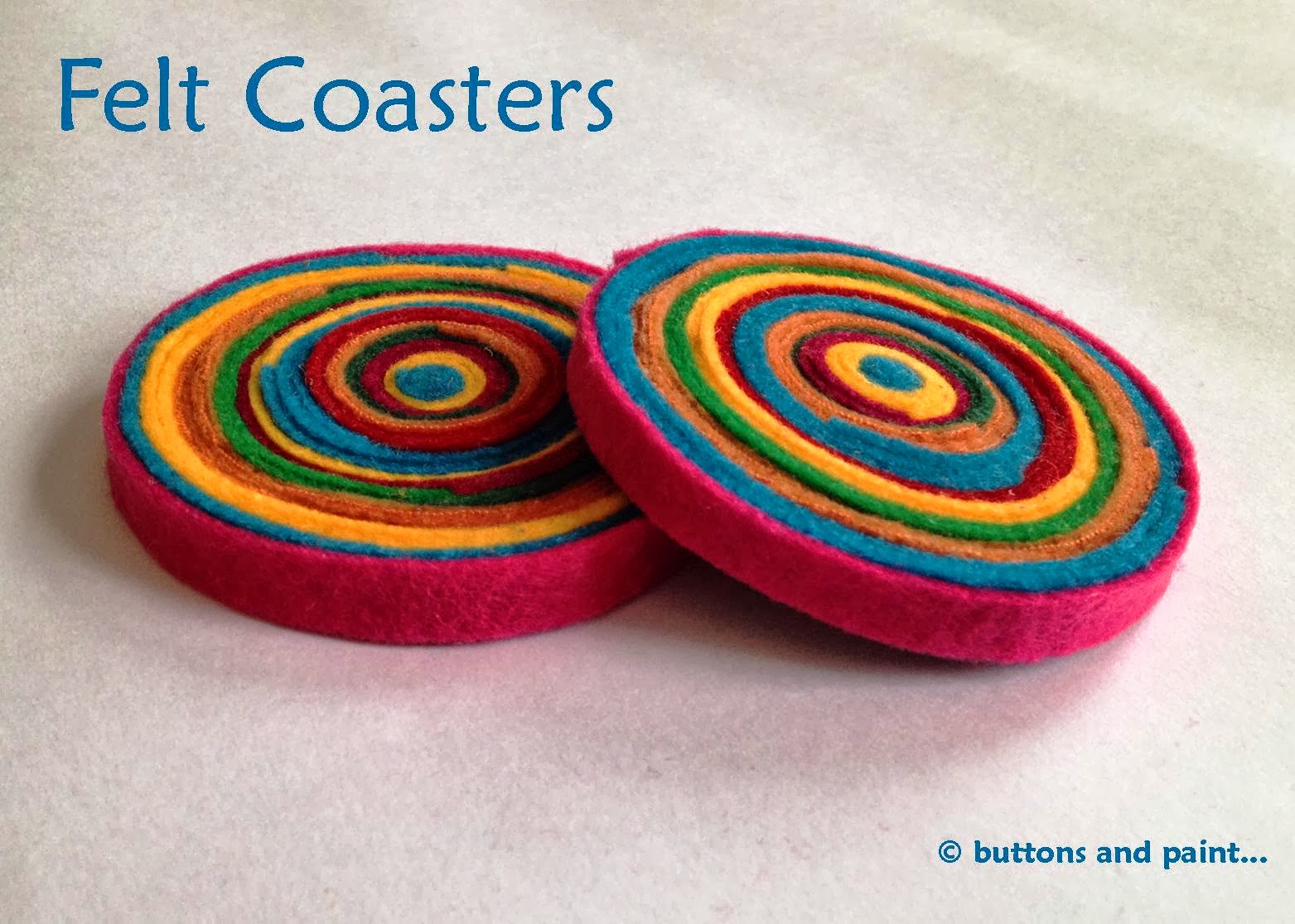 buttons and paint... and some Felt Coasters