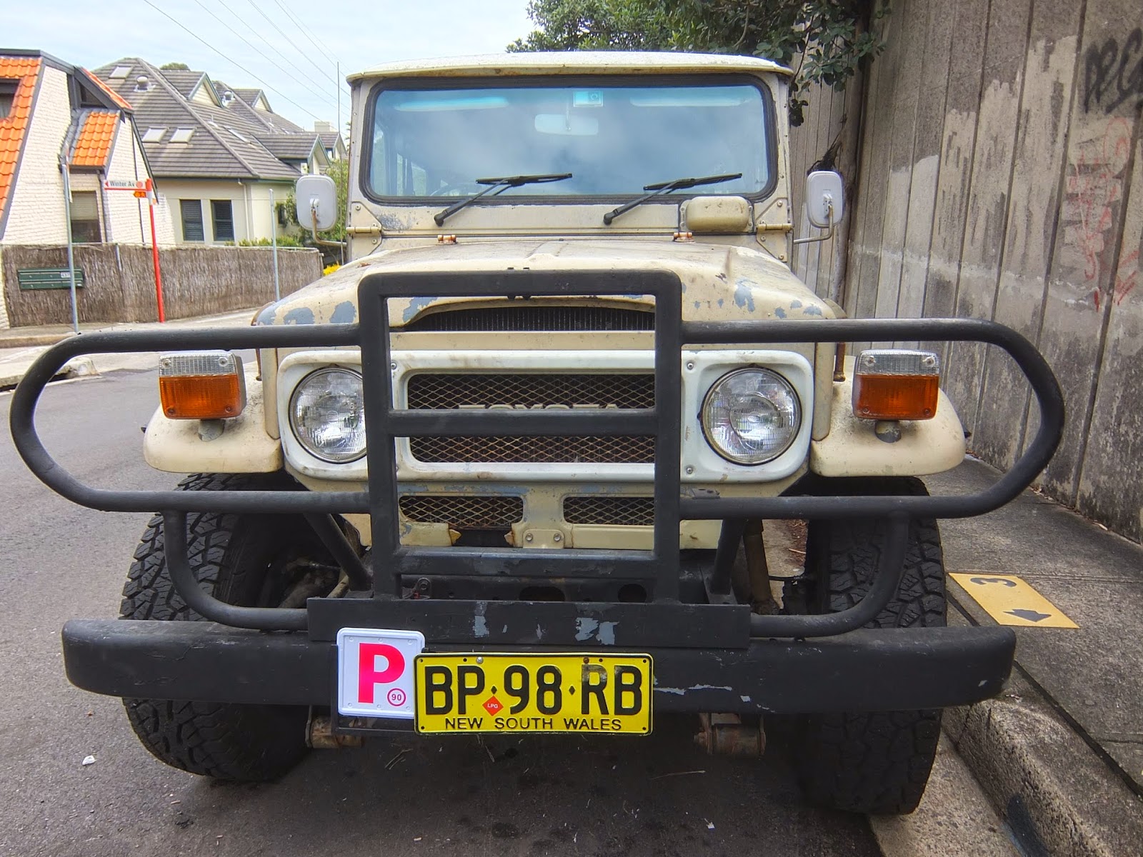 Aussie Old Parked Cars: 1984 Toyota Land Cruiser Troop Carrier (FJ47)