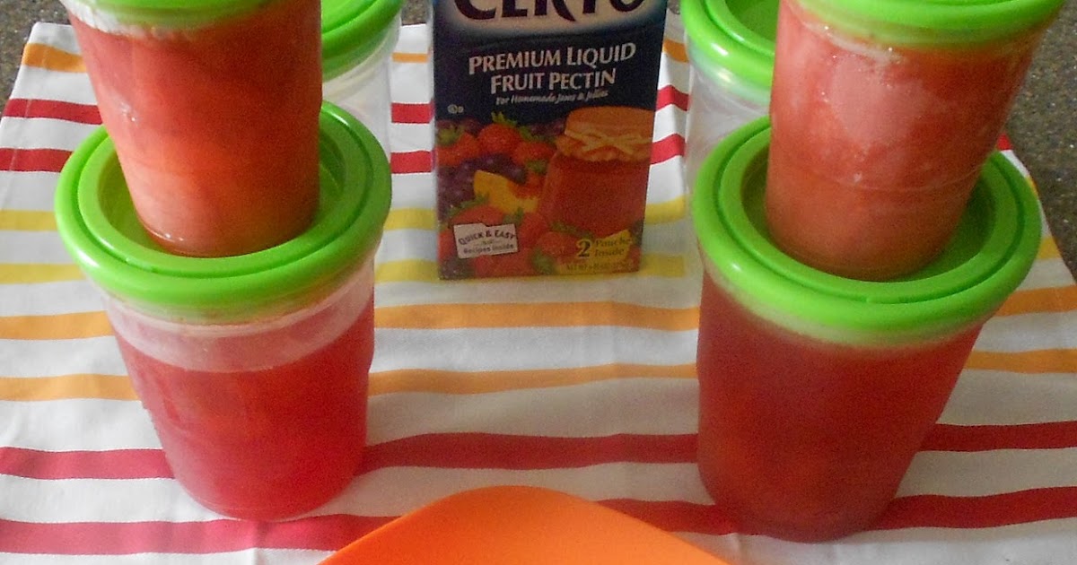 Baking Banquet Strawberry Freezer Jam (adapted from Sure Jell Premium