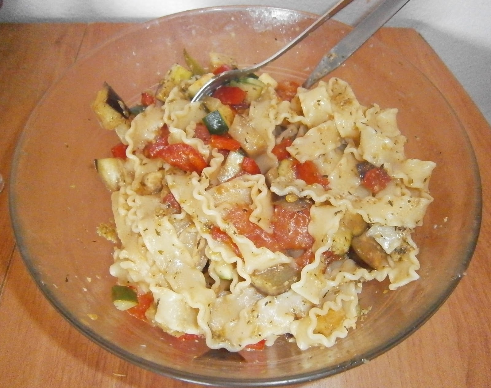 Délices d'une novice Mafaldine aux petits légumes et à la tapenade